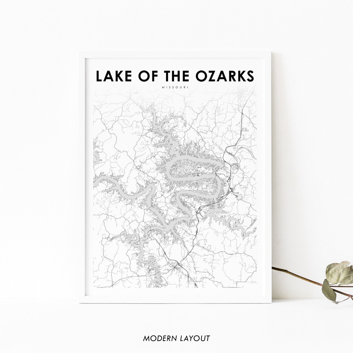 Lake Of The Ozarks Mo Map Print, Missouri Travel Poster