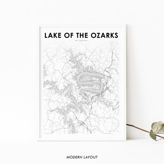 Lake Of The Ozarks Mo Map Print, Missouri Travel Poster