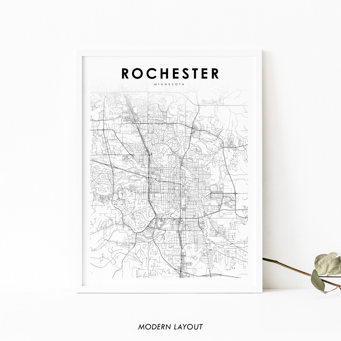 Rochester Mn Map Nursery Room Wall Art Print