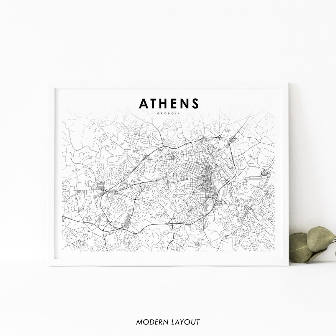 Athens GA Map Print, Georgia USA Travel Poster