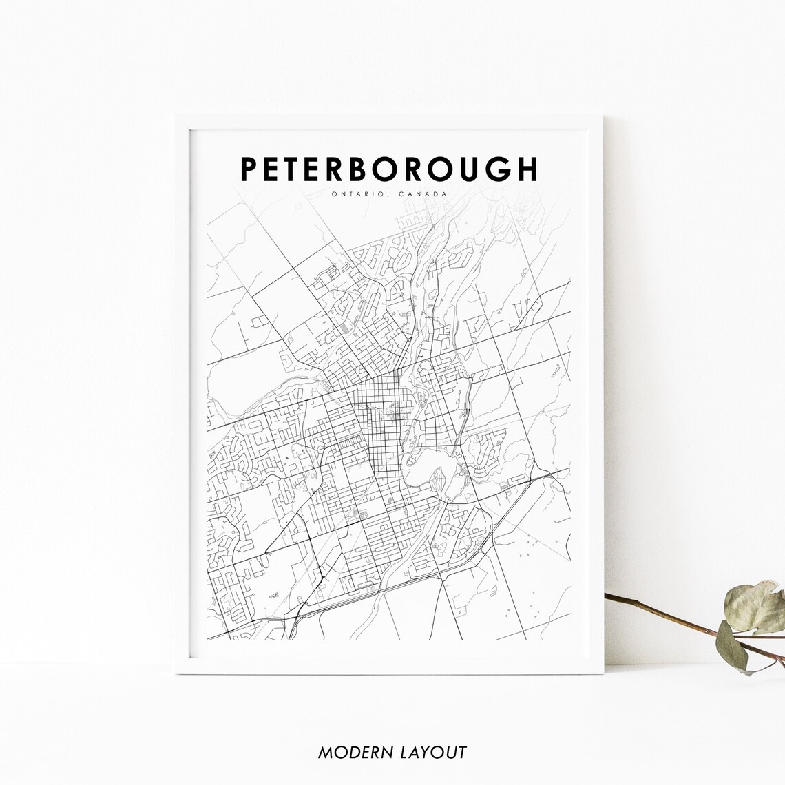 Peterborough Ontario Map Art Print, Canada Poster