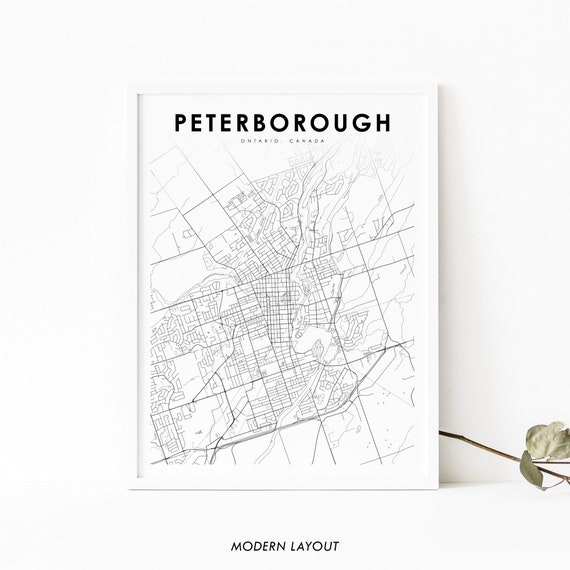 Peterborough Ontario Map Art Print, Canada Poster