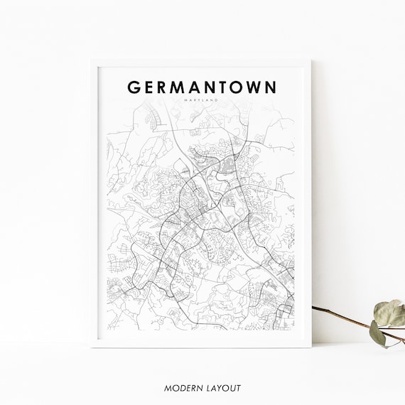 Germantown Md Map Print Maryland Usa Art Poster Montgomery City Road Street Nursery Room Wall Office Decor