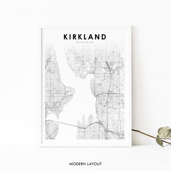 Kirkland Wa Map Print Washington Usa Art Poster Seattle City Street Road Nursery Room Wall Office Decor