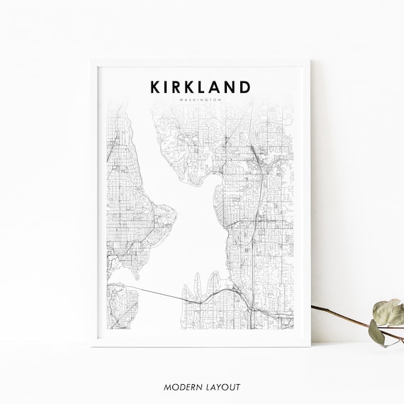 Kirkland Washington City Street Map Minimalist Line Art Poster