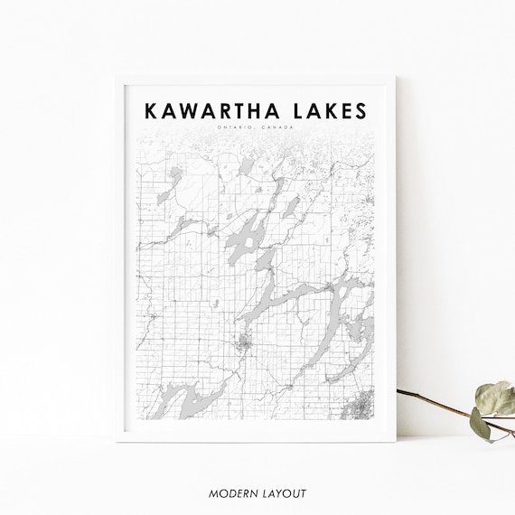 Kawartha Lakes Ontario Map Print On Canada Art Poster City Street Road Nursery Room Office Wall Decor