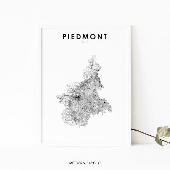 Piedmont Italy Map Print, Turin Road Poster