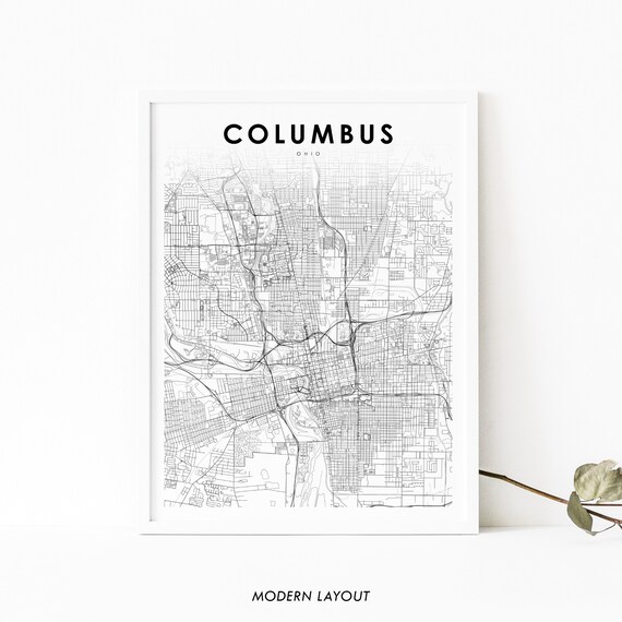 Downtown Columbus OH Map Art Print, City Street