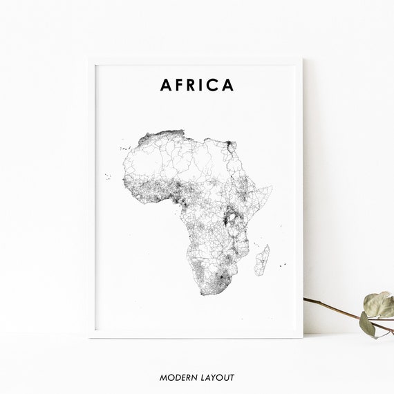Minimalist Africa Map Print, Nursery Room Office Decor