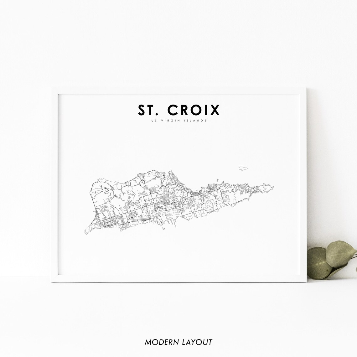 St Croix, US Virgin Islands Map Art Print