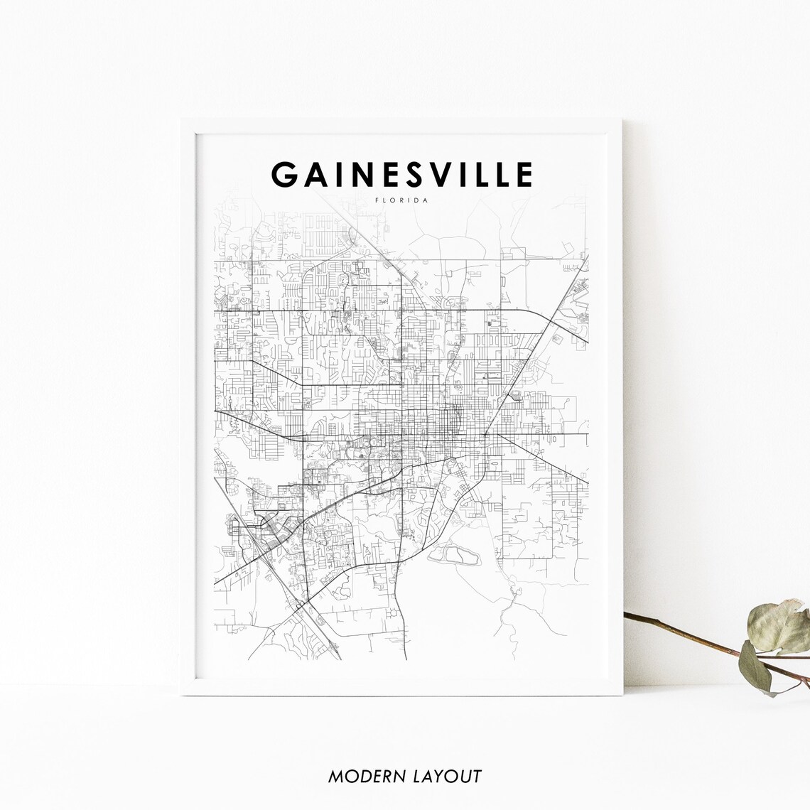 Gainesville, FL Map Print, Nursery Room Wall Art