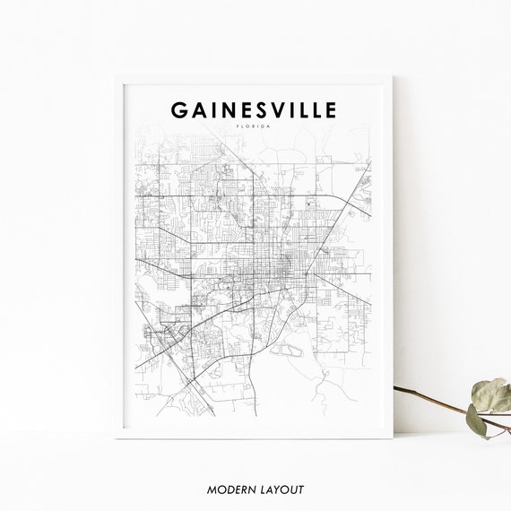 Gainesville, FL Map Print, Nursery Room Wall Art