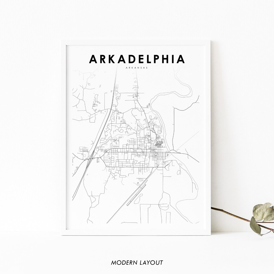 Arkadelphia, AR Map Art Print, Arkansas Street Map