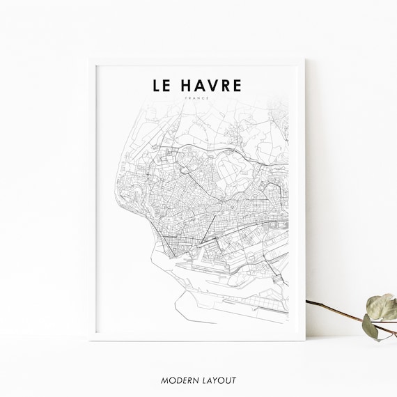 Le Havre France Modern Minimalist City Street Map Art Poster