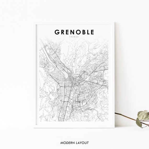 Grenoble France Map Print, Rhone-Alpes City Poster