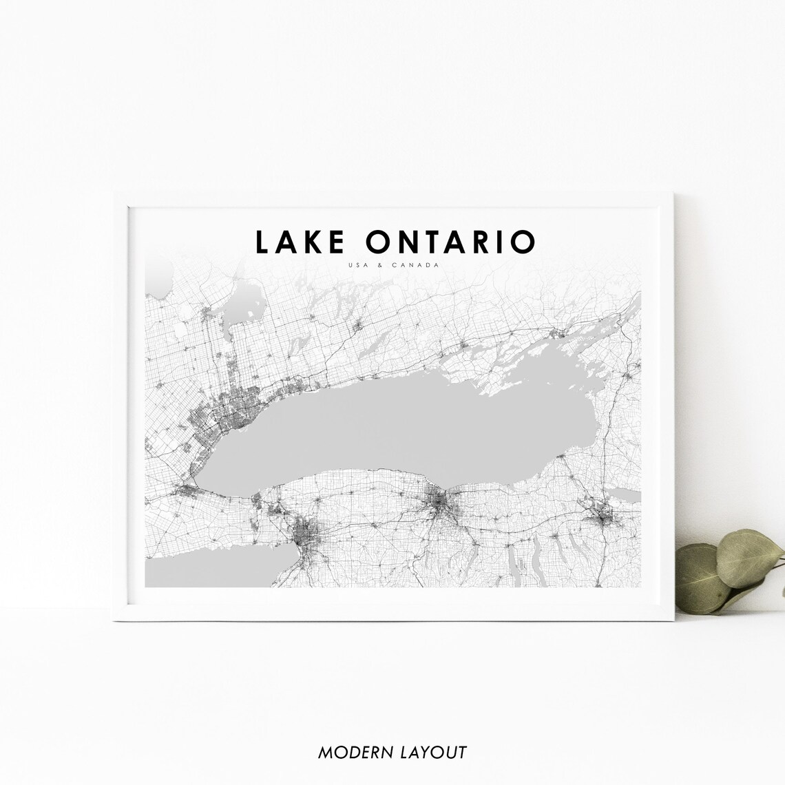 Lake Ontario Map Print, Great Lakes New York Art Poster