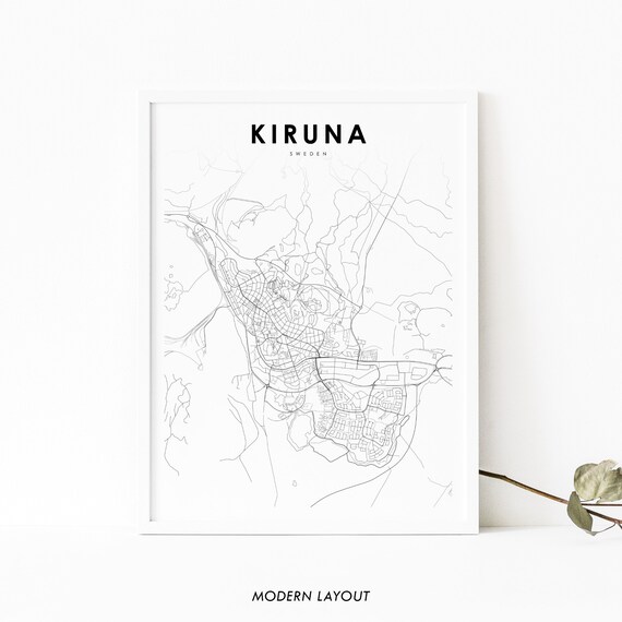 Kiruma Sweden Map Print Giron Lapland Art Poster City Street Road Nursery Room Wall Office Decor