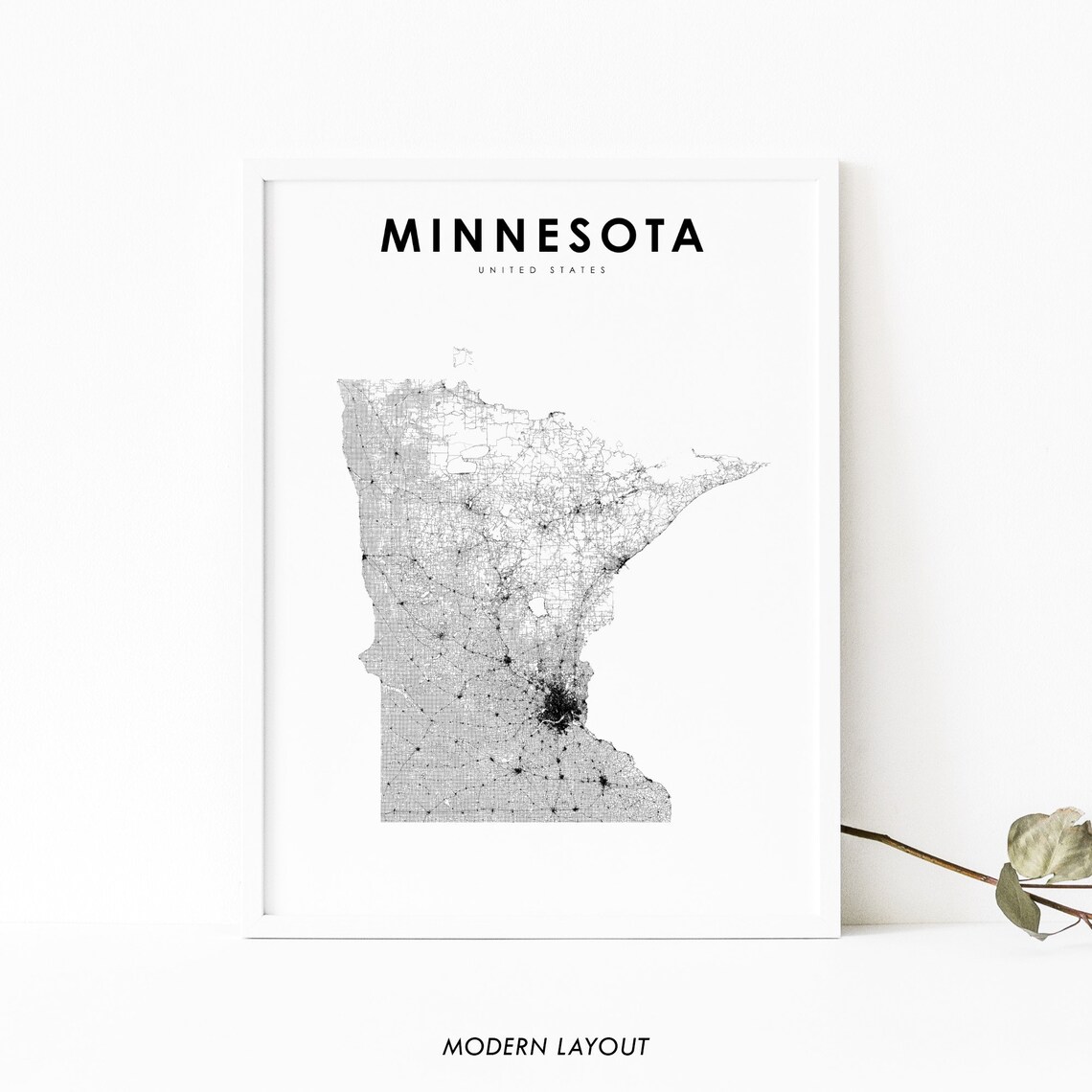 Minnesota Map Art Print, Nursery Room Wall Decor