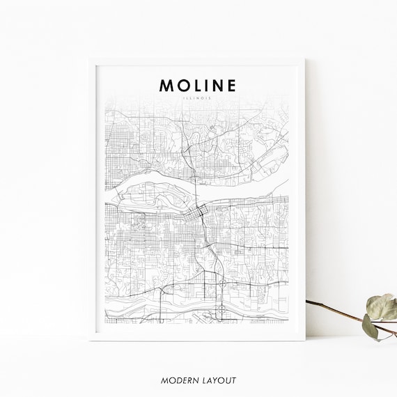 Moline Il Map Print Illinois Usa Art Poster Quad Cities City Street Road Nursery Room Wall Office Decor