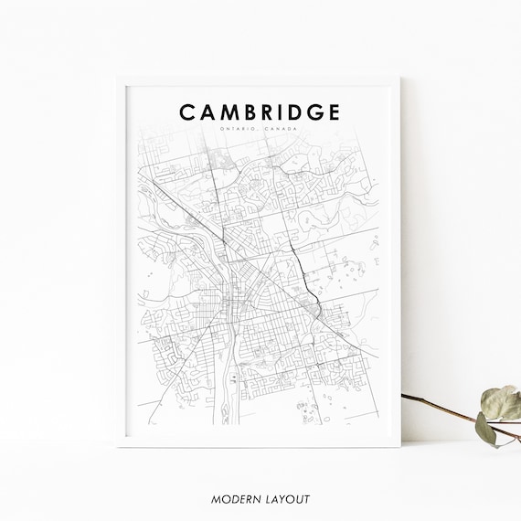 Cambridge Ontario Map Print On Canada Art Poster City Street Road Nursery Room Wall Office Decor