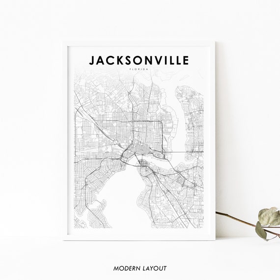 Jacksonville FL Map Print, Florida City Poster