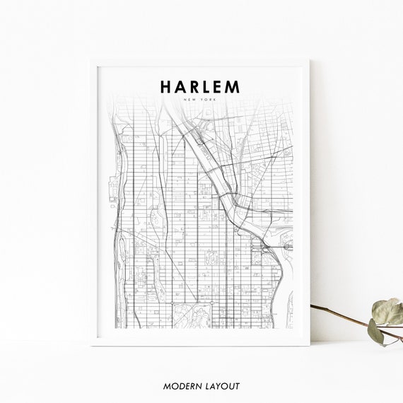 Harlem NY Map Art Print, New York City Street