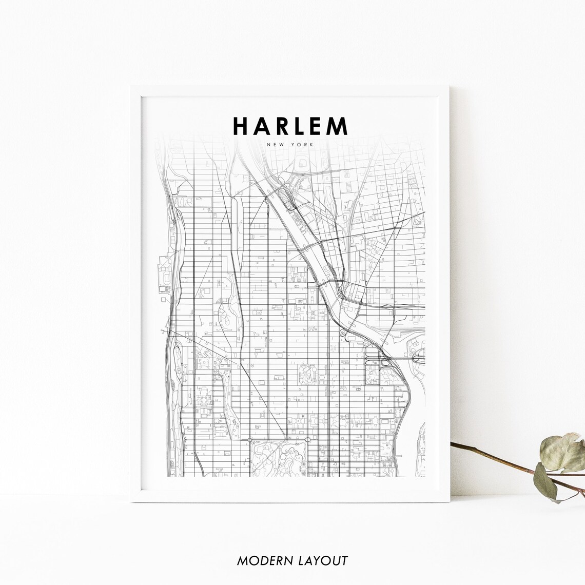 Harlem NY Map Art Print, New York City Street