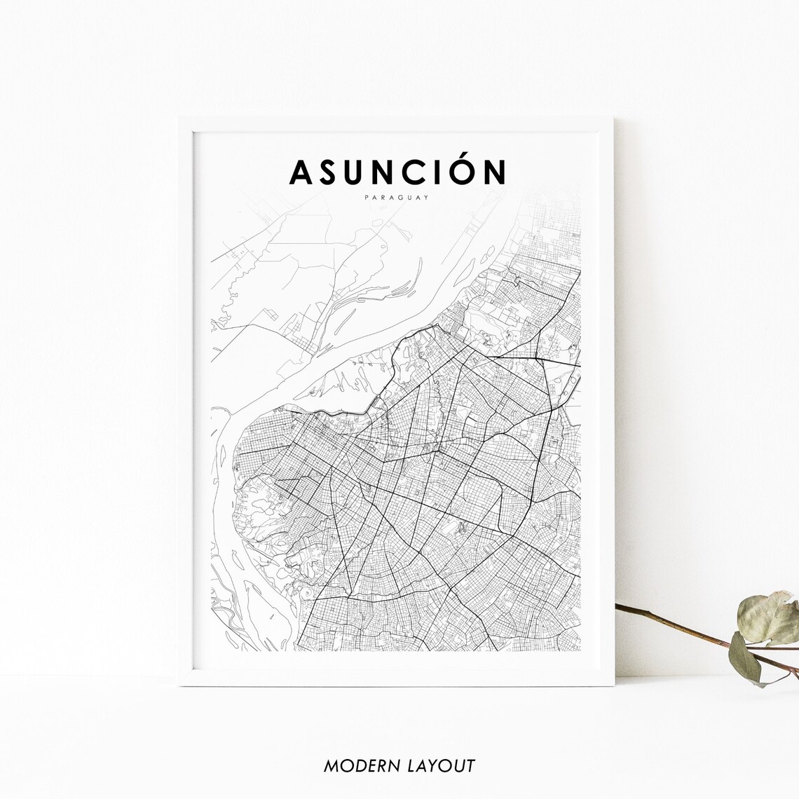 Asuncion Paraguay Map Poster, Nursery Room Decor