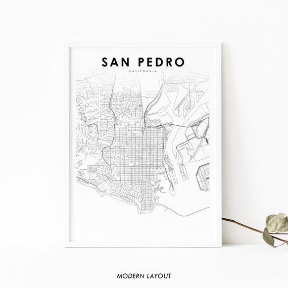 San Pedro Ca Map Print, Nursery Room Decor