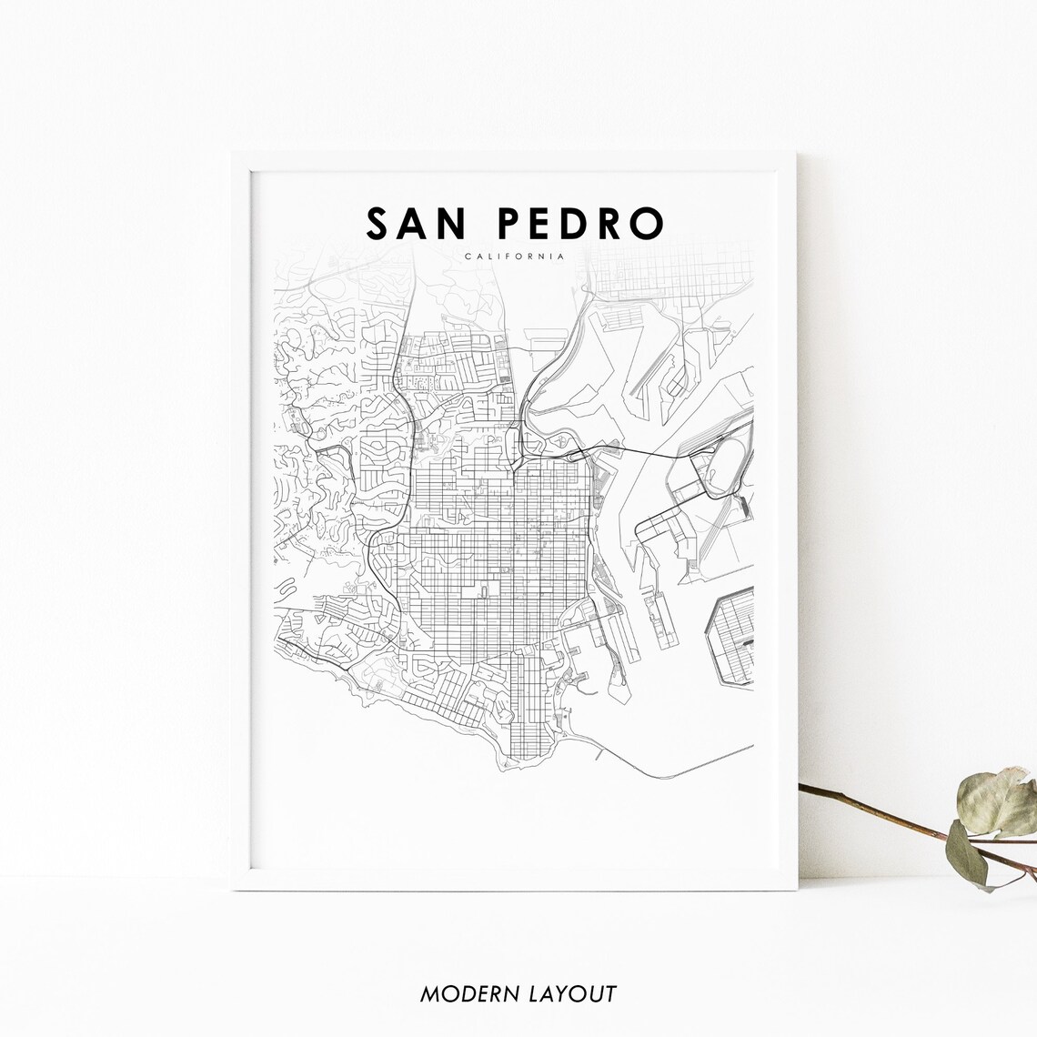San Pedro Ca Map Print, Nursery Room Decor