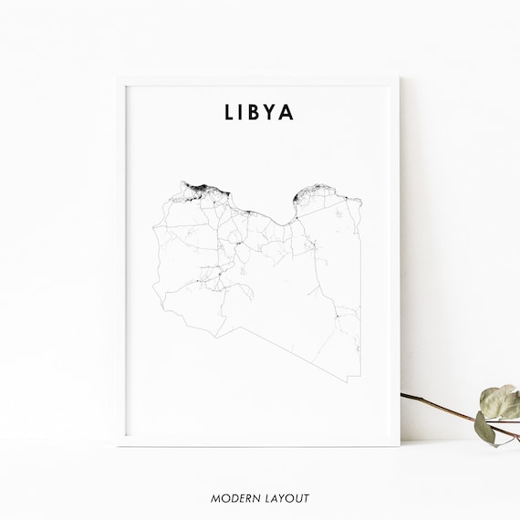 Libya Map Print Country Road Art Poster Arab Arabic Africa Nursery Room Wall Office Decor