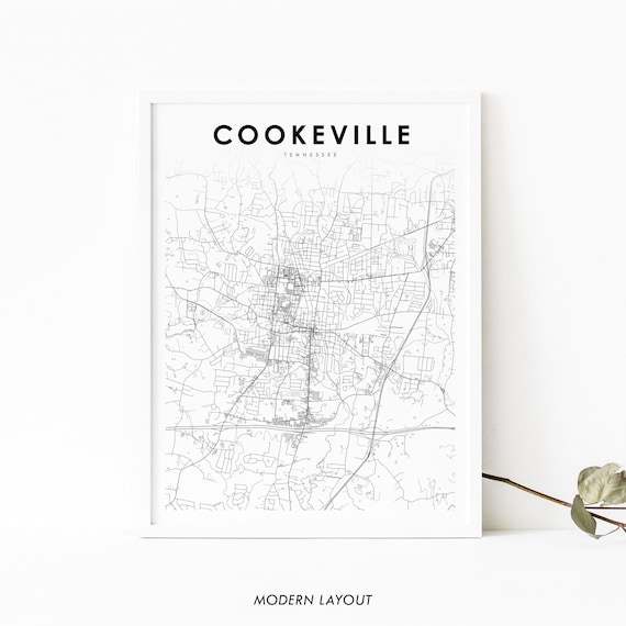 Cookeville Tn Map Print Tennessee Usa Art Poster Putnam City Street Road Nursery Room Wall Office Decor