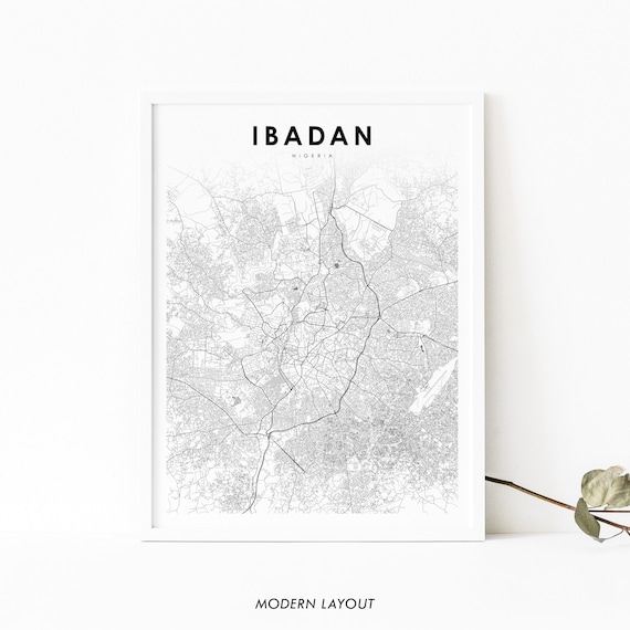 Ibadan Nigeria Minimalist City Street Map Modern Layout Poster