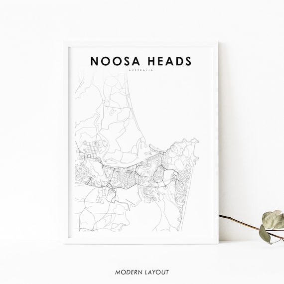 Noosa Heads Australia Sunshine Coast Map Minimalist Wall Art