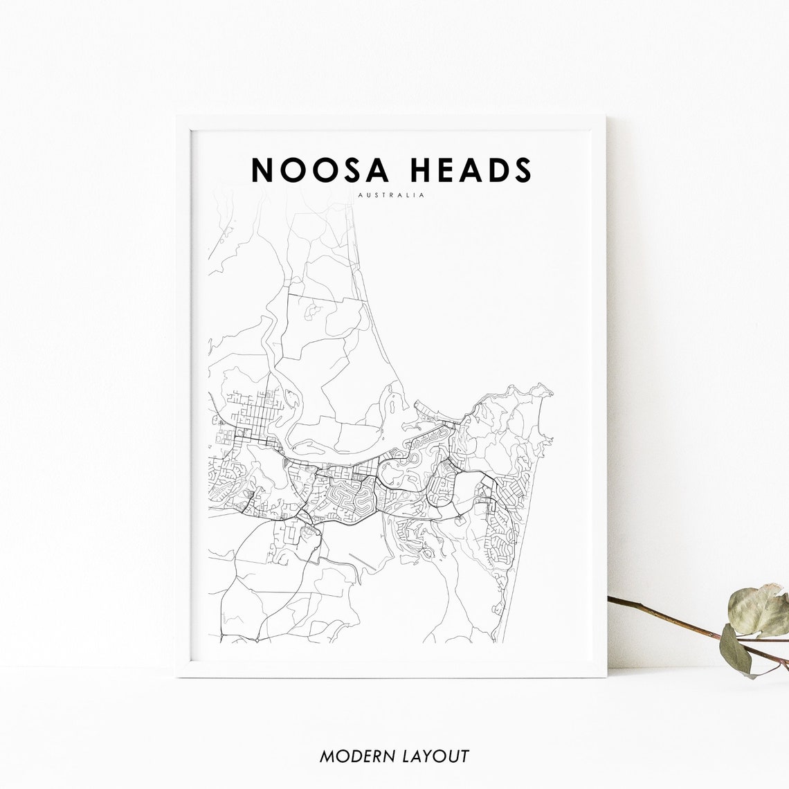 Noosa Heads Australia Sunshine Coast Map Minimalist Wall Art