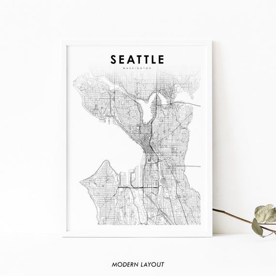 Seattle WA Map Print, Washington City Poster