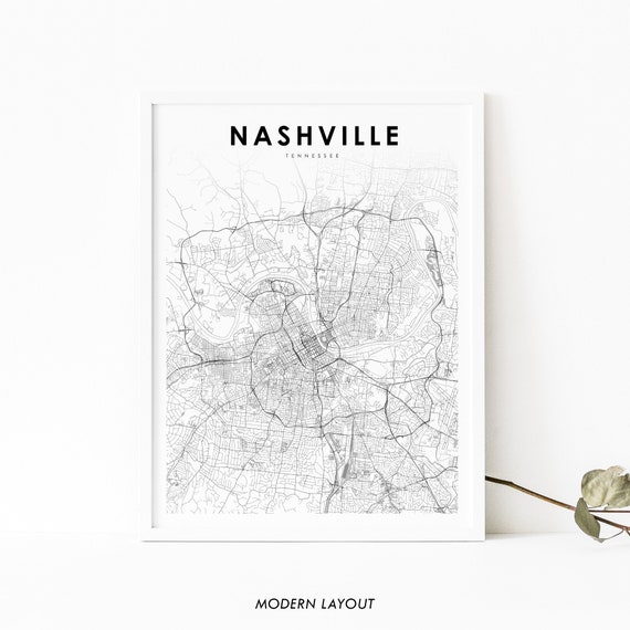 Nashville Area TN Map Print, Tennessee Wall Poster