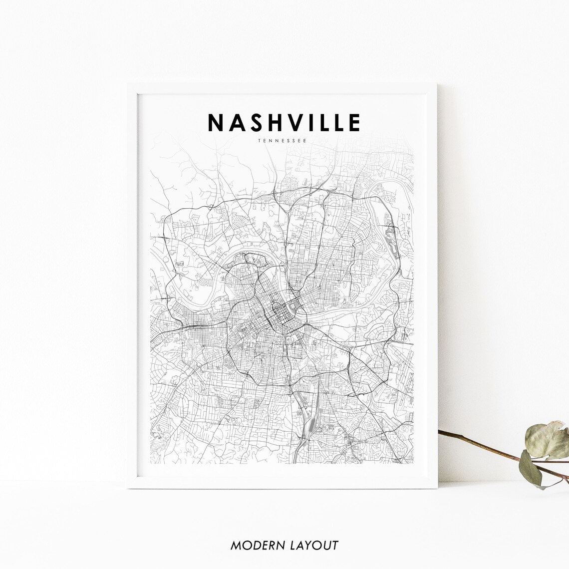 Nashville Area TN Map Print, Tennessee Wall Poster
