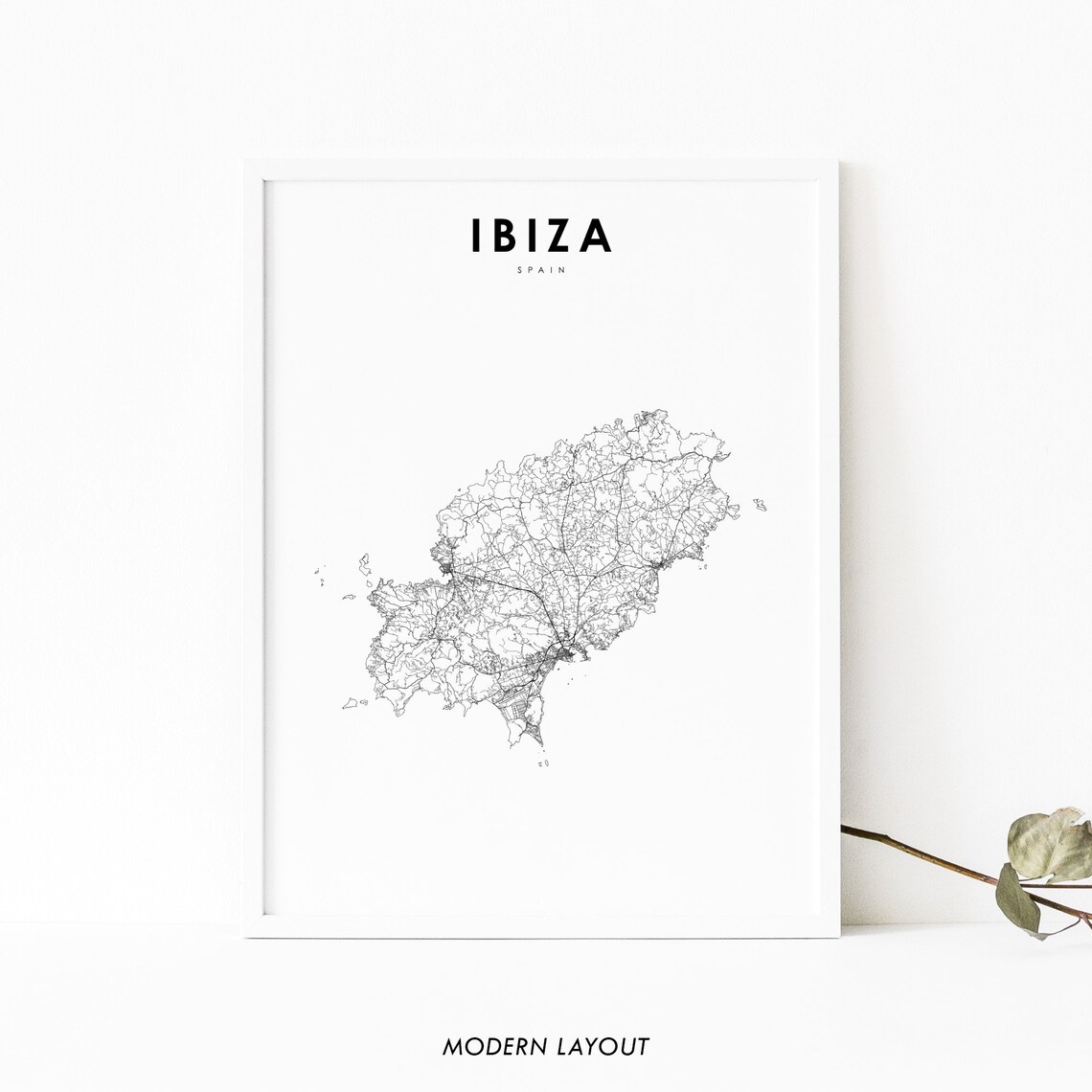 Ibiza Spain Map Print Road Poster Eivissa Balearic Espaa Art Nursery Room Wall Office Decor