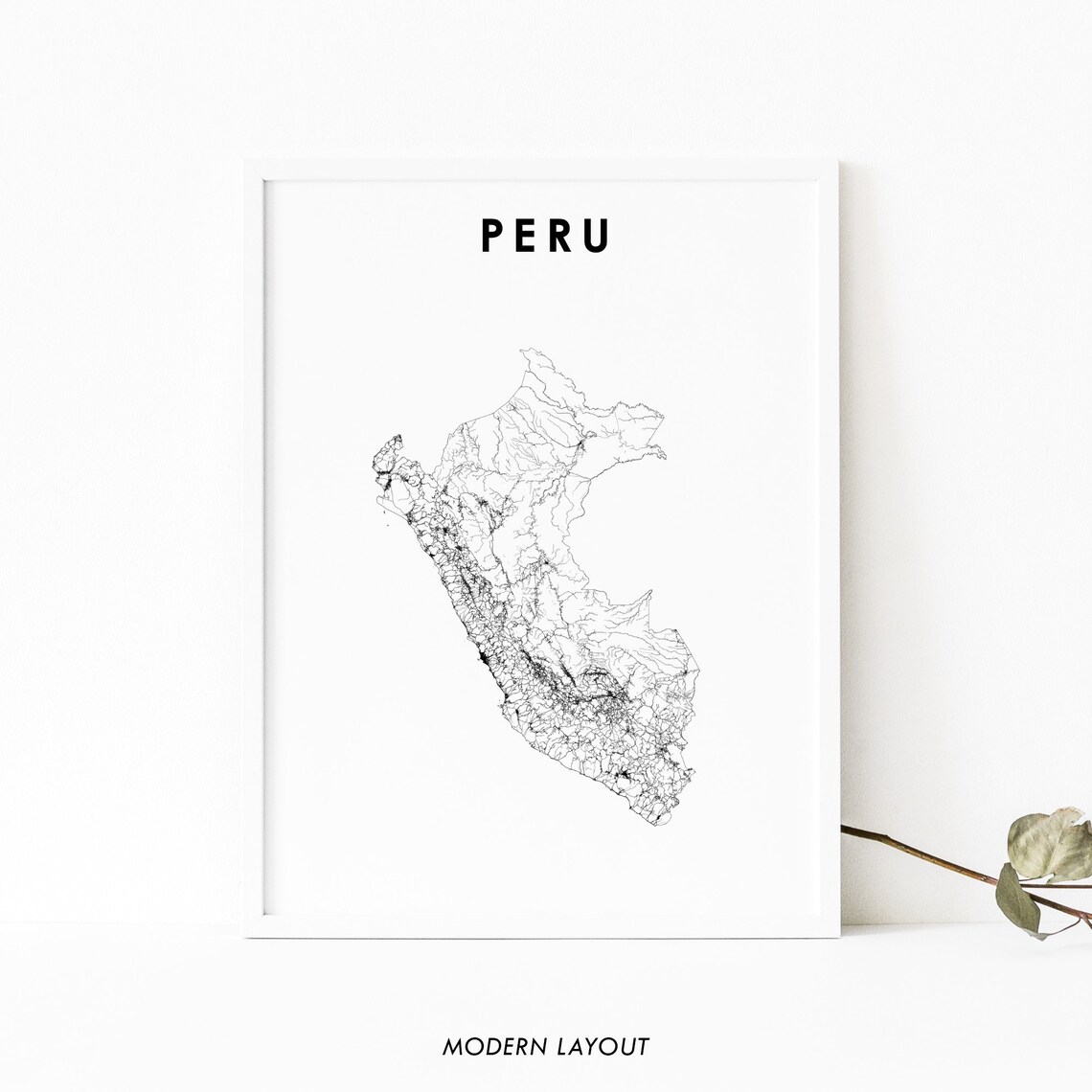 Peru Map Print, South America Nursery Room Wall Art
