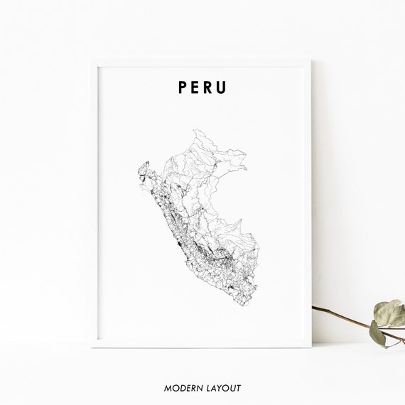 Peru Map Print, South America Nursery Room Wall Art