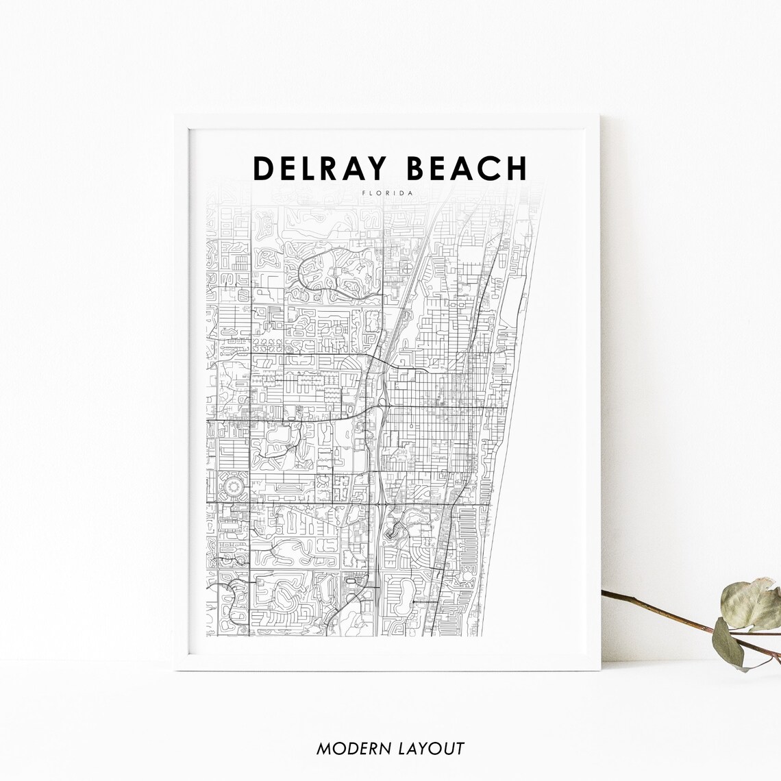 Delray Beach FL Map Print, Florida Nursery Decor