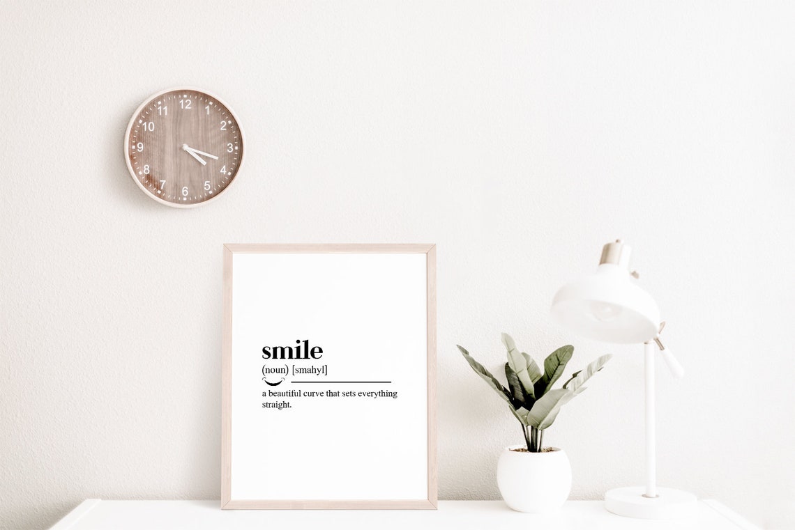 Smile Definition Beautiful Curve Positivity Quote Gift Wall Art - Image 2