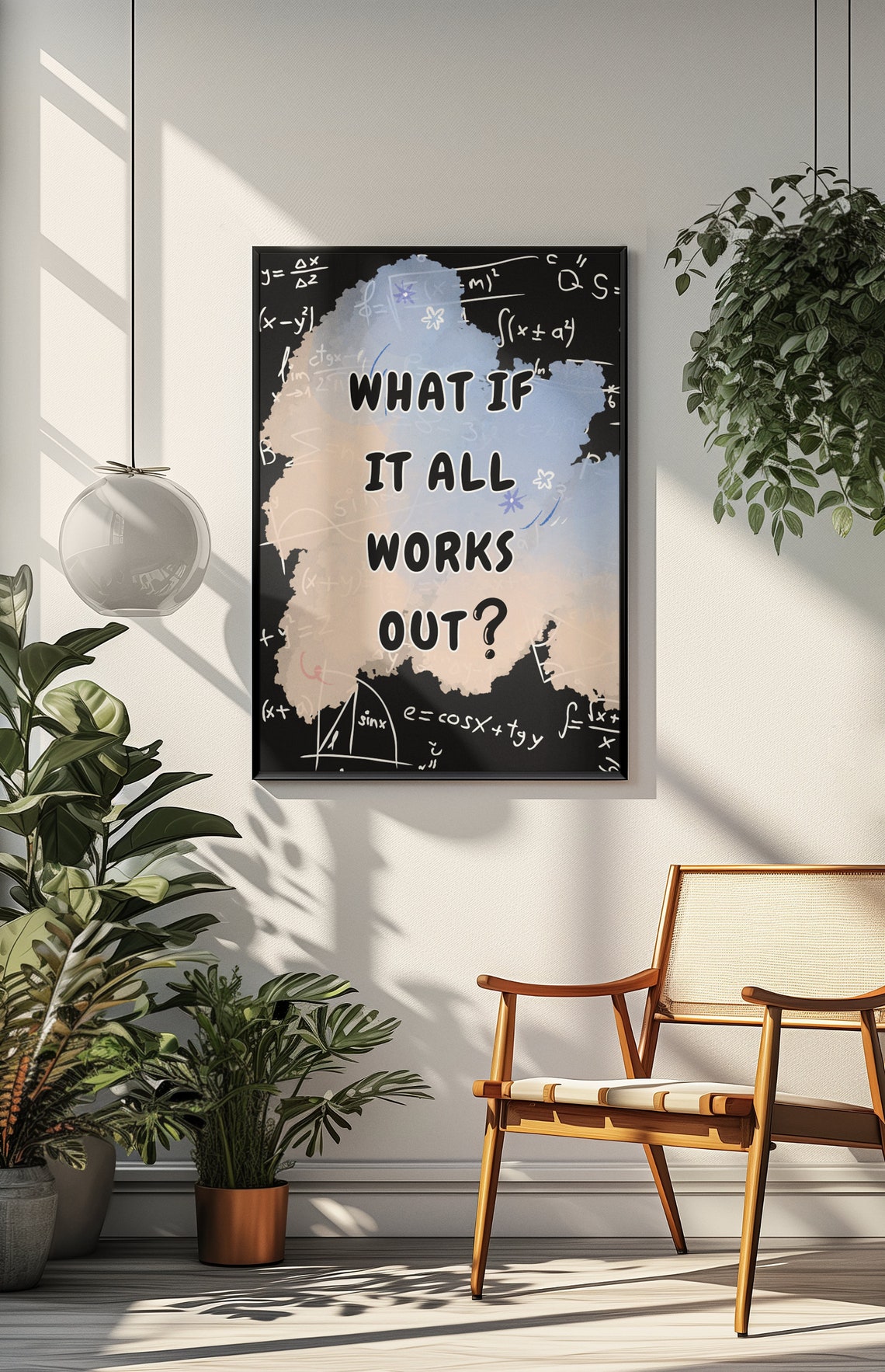 What If It All Works Out Motivational Math Chalkboard Poster - Image 2