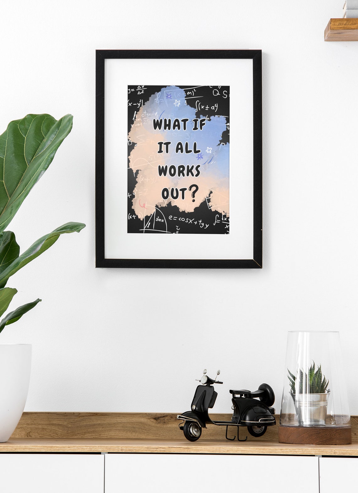 What If It All Works Out Motivational Math Chalkboard Poster - Image 3