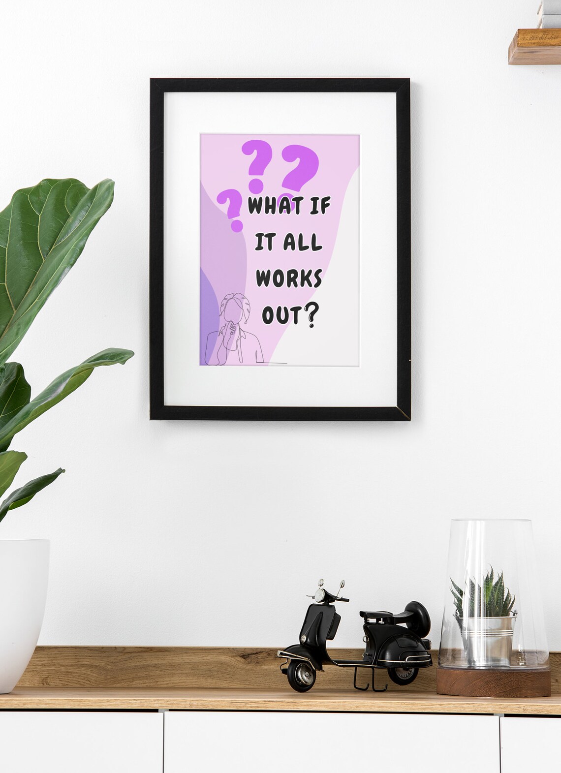 What If It All Works Out Positive Quote Poster Lilac Purple Question Mark Decor - Image 3