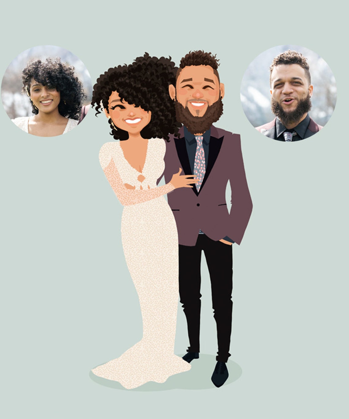 Custom Elegant Wedding Couple Portrait Illustration With Gown Poster - Image 2