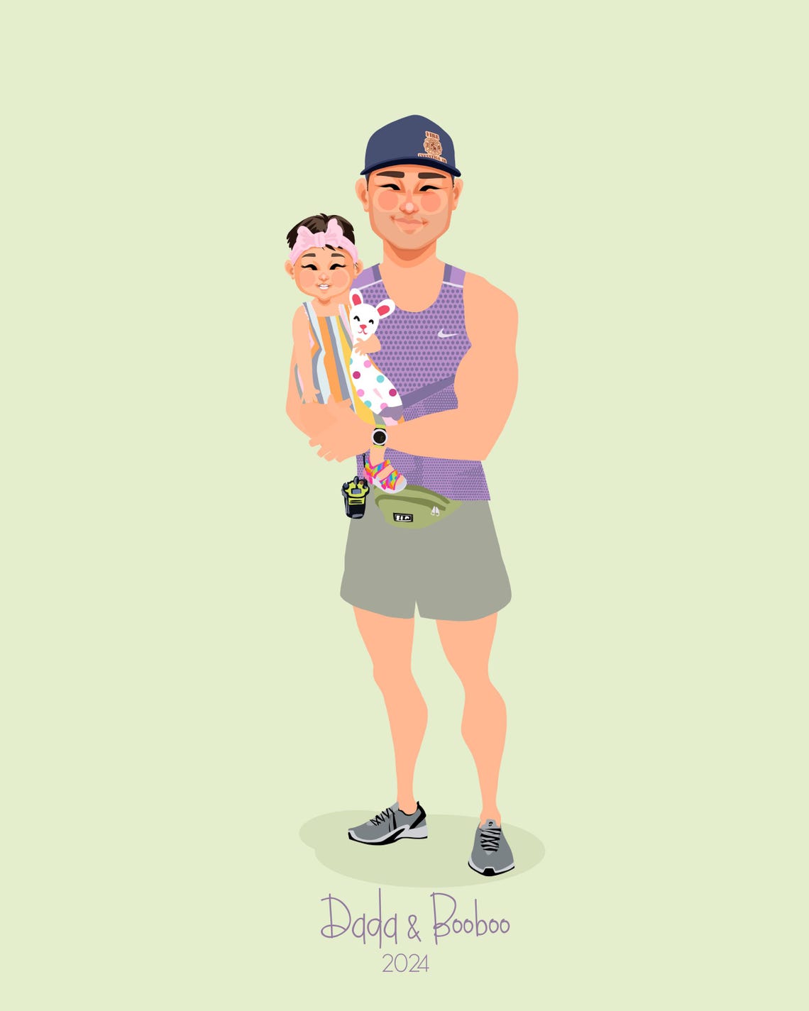 Dada and Booboo Custom Runner Dad with Toddler Portrait Poster - Image 6