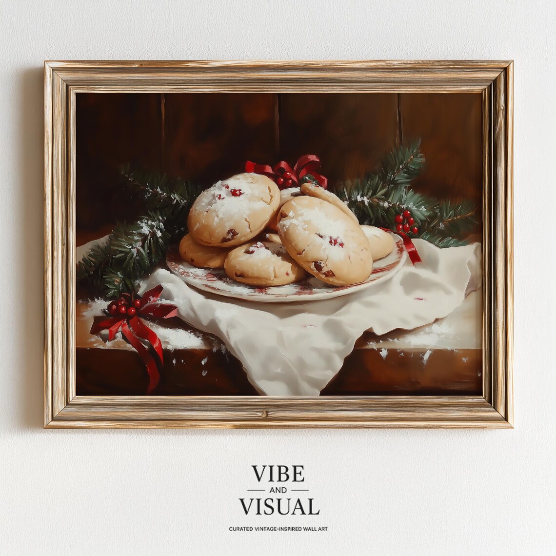 Vintage Christmas Cookies Sugar Dusted Holiday Still Life Poster