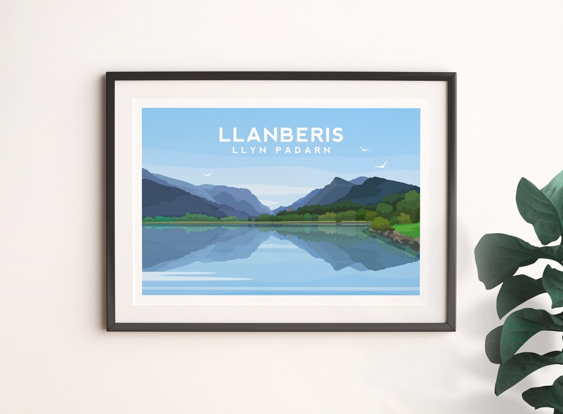 Llanberis Llyn Padarn Lake Travel Poster, Snowdonia Wales - Image 2